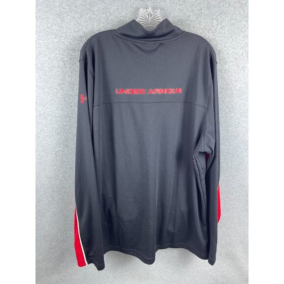 Under Armour Full Zip Sweatshirt Men's 2XL Black Jacket Red Spell Out‎ Workout - Picture 5 of 8